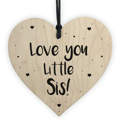 Red Ocean Novelty Little Sister Gift Wood Heart Love Plaque Birthday Christmas Gift Keepsake from B&Q