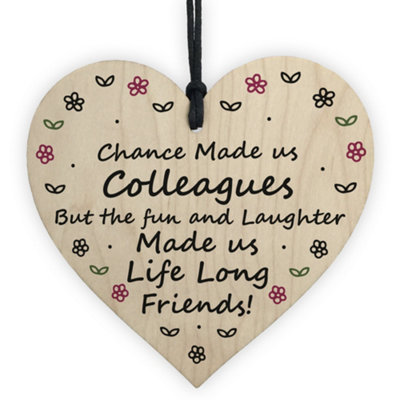 Red Ocean Chance Made Us Colleagues Wooden Heart Colleague Birthday Christmas Gift Keepsake from B&Q