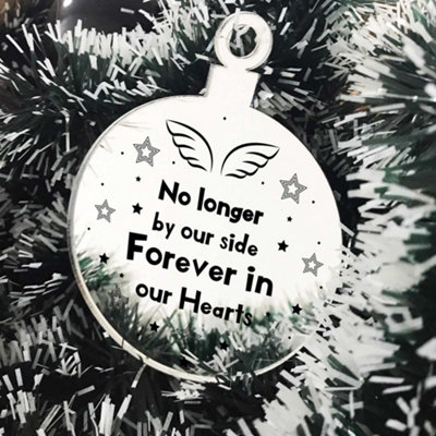 Red Ocean Forever In Our Hearts Engraved Bauble Memorial Gift For Mum Dad from B&Q