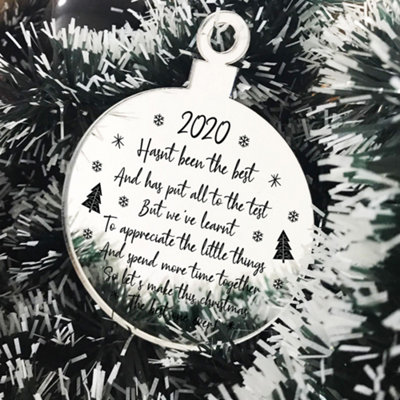 Red Ocean Engraved Christmas Tree Decoration Lockdown Poem Quarantine Gift Family Keepsake from B&Q