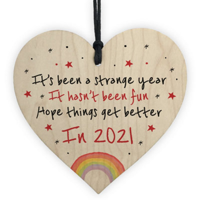 Red Ocean 2020 Christmas Tree Decoration New Year Gifts Wood Heart Lockdown Quarantine Gifts