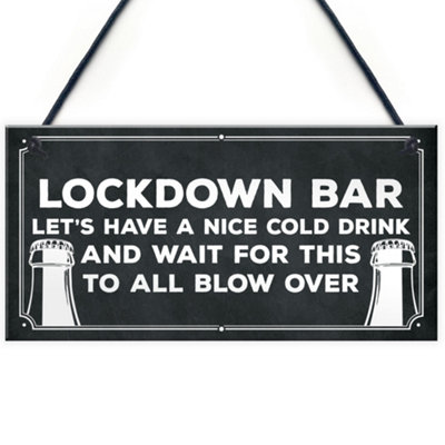 Red Ocean Lockdown Bar Sign Funny Home Bar Man Cave Garage Sign Gin Gift from B&Q