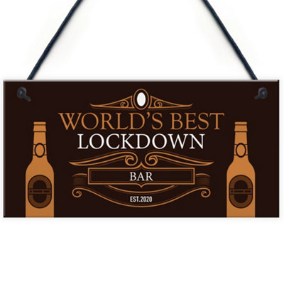 Red Ocean Best Lockdown Bar Funny Home Bar Sign Man Cave Plaque Gin Gift from B&Q