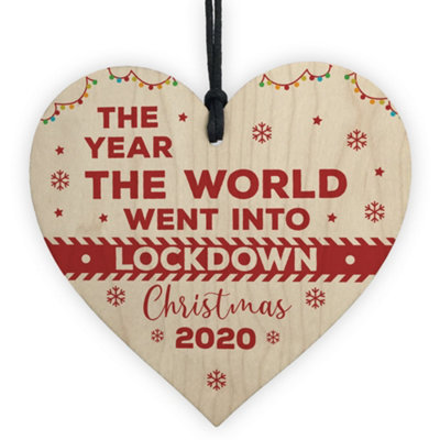 Red Ocean Wooden Christmas Tree Decoration Lockdown Gift Memory Family Gift Home Decor from B&Q