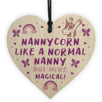 Red Ocean Novelty Nanny Gift For Birthday Christmas Wood Heart Unicorn Gift From Grandchildren from B&Q