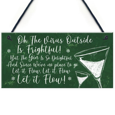 Red Ocean Funny Bar Sign Lockdown Gift Kitchen Garden Gin Bar Sign Gin Gift For Her from B&Q