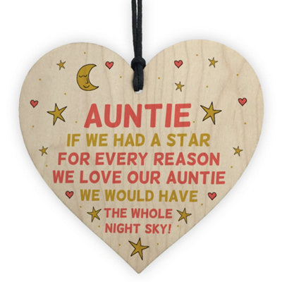 Red Ocean Novelty Gift For Auntie Birthday Christmas Wood Heart Thank You Gift For Her from B&Q