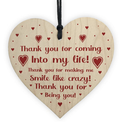 Red Ocean Thank You Gift For Husband Wife Boyfriend Girlfriend Wood Heart Love Plaque from B&Q