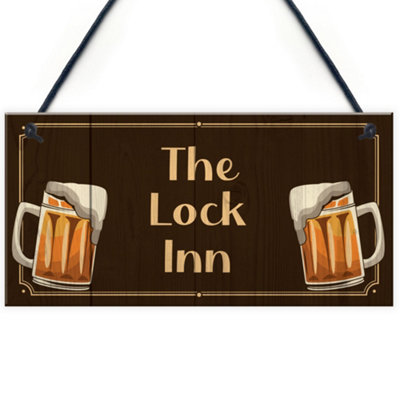 Red Ocean The Lock Inn Home Bar Sign Lockdown Sign Man Cave Shed Plaque Gift from B&Q