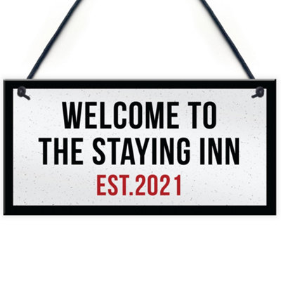 Red Ocean The Staying Inn Home Bar Sign Lockdown Sign Man Cave Plaque Gift from B&Q