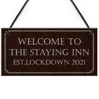 Red Ocean The Staying Inn Bar Sign Funny Lockdown Sign Man Cave Bar Pub Gift from B&Q