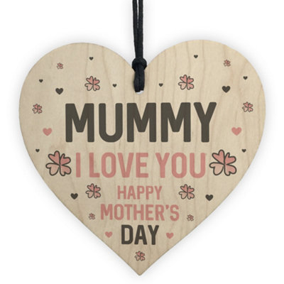 Red Ocean Mothers Day Gift For Mummy Wood Heart Thank You Gift For Her Daughter Son Keepsake from B&Q