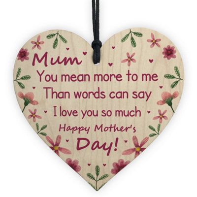 Red Ocean Mum Poem Gift For Mothers Day Wooden Heart Mum Gift From Daughter Son Keepsake from B&Q