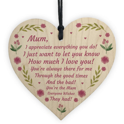 Red Ocean Mothers Day Gift Lockdown Gift For Mum Wooden Heart Thank You Gift For Her from B&Q
