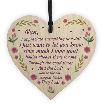 Red Ocean Mothers Day Gift Lockdown Gift For Nan Wooden Heart Thank You Gift For Her from B&Q