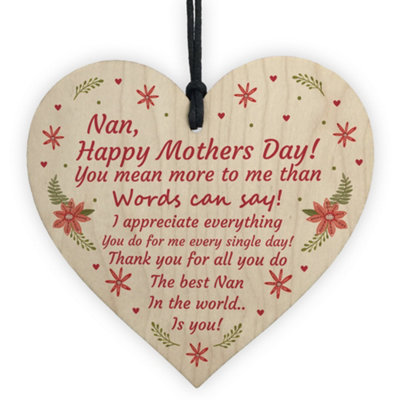 Red Ocean Gift For Nan Mothers Day Gift Lockdown Wooden Heart Thank You Gift For Her from B&Q