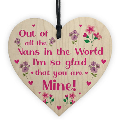 Red Ocean Novelty Gift For Nan On Mothers Day Birthday Thank You Gift For Her Wood Heart from B&Q