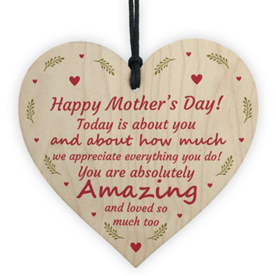 Red Ocean Happy Mothers Day Gift Wooden Heart Gift For Mum Mother's Day Gift For Mummy from B&Q