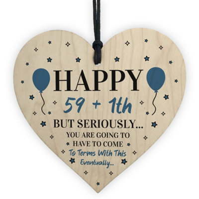 Red Ocean 60Th Birthday Funny Gift For Mum Dad Grandad Uncle Novelty Wooden Heart Gift For Men Women from B&Q