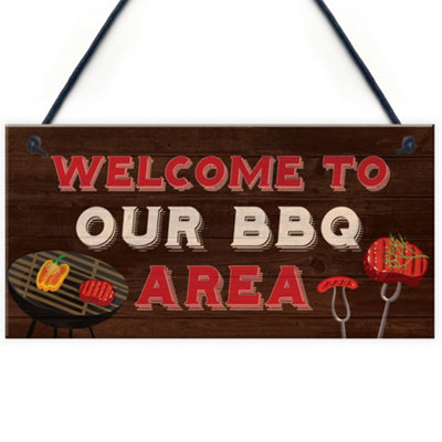 Red Ocean Bbq Home Decor Sign Novelty Barbecue Plaques For Garden Welcome Signs Home Gifts from B&Q