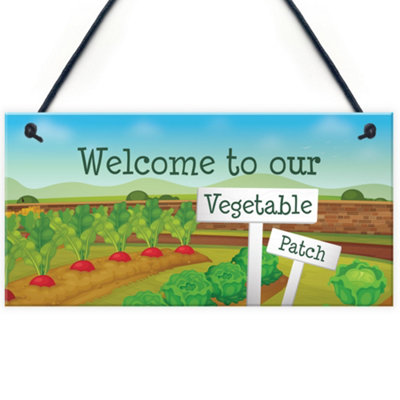 Red Ocean Vegetable Veggie Patch Welcome Garden Signs Allotment Garden Shed Plaques from B&Q