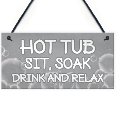 Red Ocean Shabby Chic Hot Tub Sign Funny Hot Tub Accessories Garden Summerhouse Sign New Home Gift from B&Q
