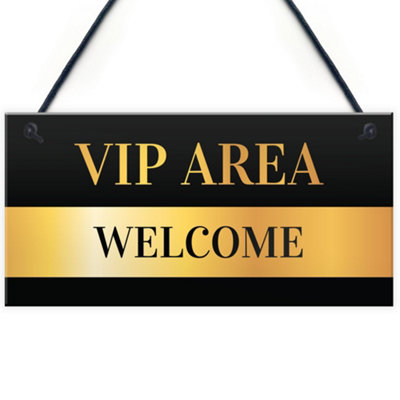 Red Ocean Novelty Welcome Vip Area Home Bar Hanging Signs Bbq Garden Decor Signs Plaques from B&Q