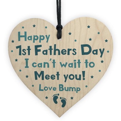 Red Ocean First 1St Fathers Day Gifts Wooden Heart Novelty Gift For Dad Daddy Newborn Baby Gifts from B&Q