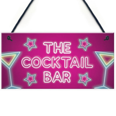 Red Ocean The Cocktail Bar Novelty Bar Signs And Plaques Home Bar Sign Novelty Gifts from B&Q