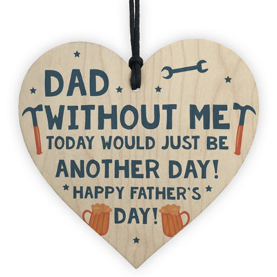 Red Ocean Funny Fathers Day Gift Idea Novelty Wooden Heart Gift For Him Dad Gifts Present from B&Q