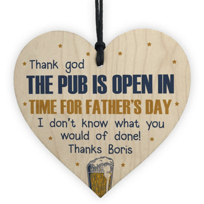 Red Ocean Funny Fathers Day Gift Lockdown Boris Gift Wood Heart Gift For Dad Joke Gift For Him from B&Q