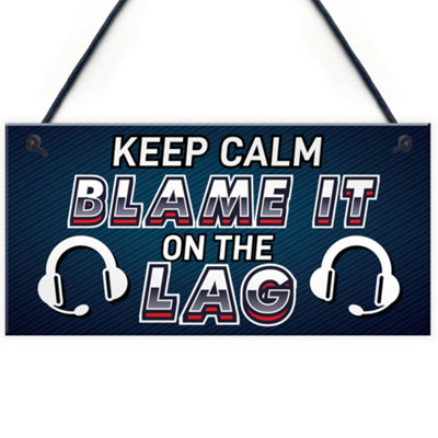 Red Ocean Gamer Gifts Hanging Plaque Boys Bedroom Sign Gaming Sign Funny Gift from B&Q