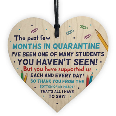Red Ocean Teacher Teaching Assistant Thank You Gift Quarantine Wooden Hanging Heart Sign For Nursery Preschool from B&Q
