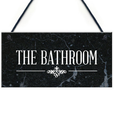B&Q -  The Bathroom Hanging Sign Bathroom Toilet Decor Marble Theme Home Gift
