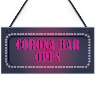 Red Ocean Corona Bar Open Sign Neon Effect Home Bar Pub Man Cave Hanging Sign from B&Q