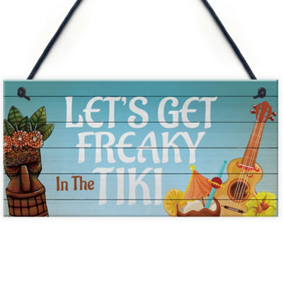 Red Ocean Novelty Tiki Bar Sign Home Bar Decor Cocktail Bar Garden Decor Hanging Plaque from B&Q