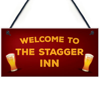Red Ocean Funny Novelty Bar Welcome Sign For Home Bar Man Cave Garden Novelty Hanging Decor Signs from B&Q