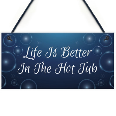 Red Ocean Quirky Hot Tub Sign Hanging Garden Summerhouse Shed Sign Hot Tub Accessories from B&Q