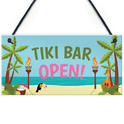 Red Ocean Welcome Tiki Bar Signs Novelty Bar Decor Gifts Hanging Signs For Home Bar Garden Bar Gifts from B&Q