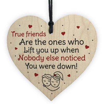 B&Q -  Cute Thank You Gift For Best Friend Birthday Xmas Wooden Heart Keepsake Gift