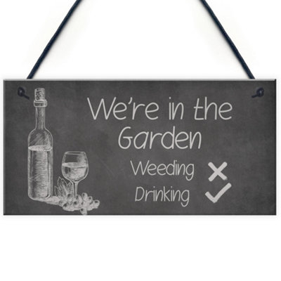 Red Ocean Funny Garden Sign Hanging Summerhouse Shed Plaque Welcome Sign Home Decor from B&Q