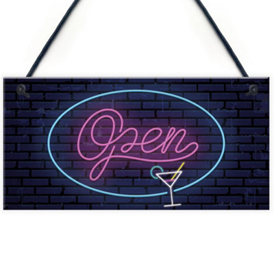 Red Ocean Neon Effect Open Sign For Bar Man Cave Pub Club Home Decor Sign Gift from B&Q