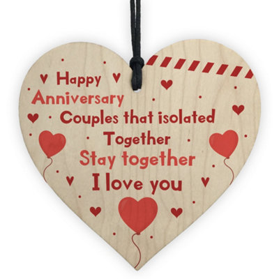 Red Ocean Post Lockdown Anniversary Gift Wood Heart Quarantine Funny Gift For Husband Wife Boyfriend Girlfriend from B&Q