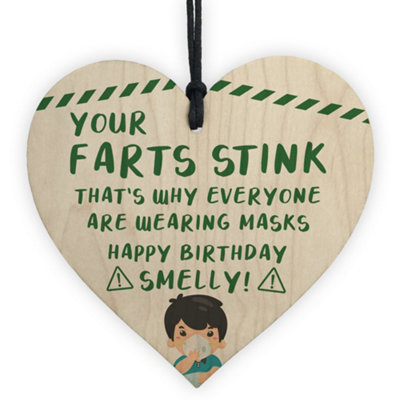 Red Ocean Rude Birthday Gift For Her Him Wooden Heart Funny Quarantine Lockdown Gift from B&Q