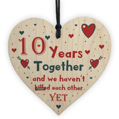 Red Ocean Funny Rude 10Th Anniversary Gift For Husband Wife Gift For Him Her Wooden Heart from B&Q