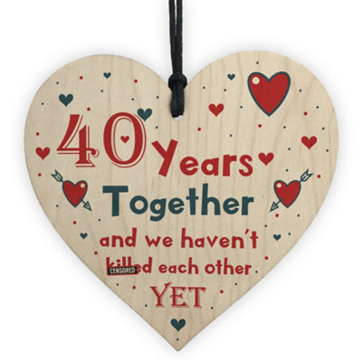 Red Ocean Funny Rude 40Th Anniversary Gift For Husband Wife Gift For Him Her Wooden Heart from B&Q