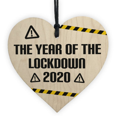 Red Ocean Year Of Lockdown Wooden Heart Quarantine Gift Family Gift Xmas Decoration from B&Q