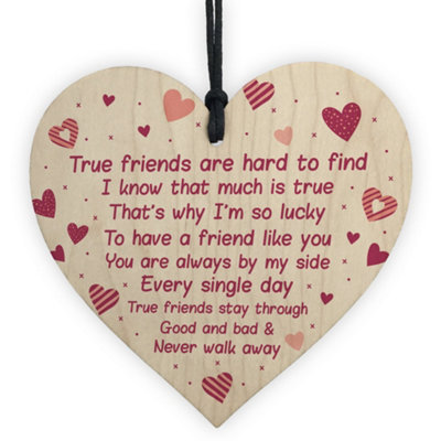 Red Ocean True Friends Wooden Heart Plaque Friendship Sign Gift For Best Friend Birthday Christmas from B&Q