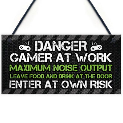 Red Ocean Funny Gaming Warning Sign Novelty Gaming Gifts For Boys Birthday Christmas Present For Gamer from B&Q