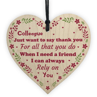Red Ocean Thank You Colleague Gift Handmade Wooden Heart Sign Leaving Work Present Friendship Friend Gift from B&Q